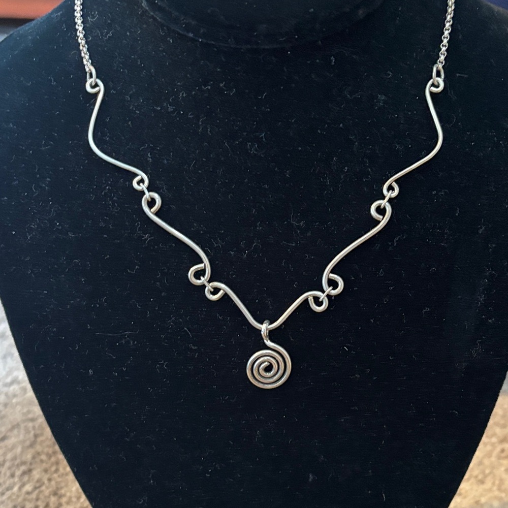 Elegant Sterling Silver Swirl Necklace-16 1/2 inches